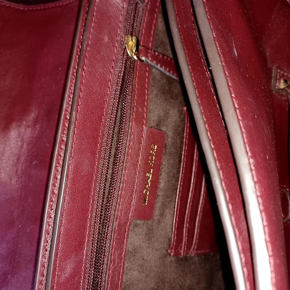 Michael Kors Oxblood Maroon Burgundy Wine Studded Shoulder Bag Purse - Picture 8 of 8